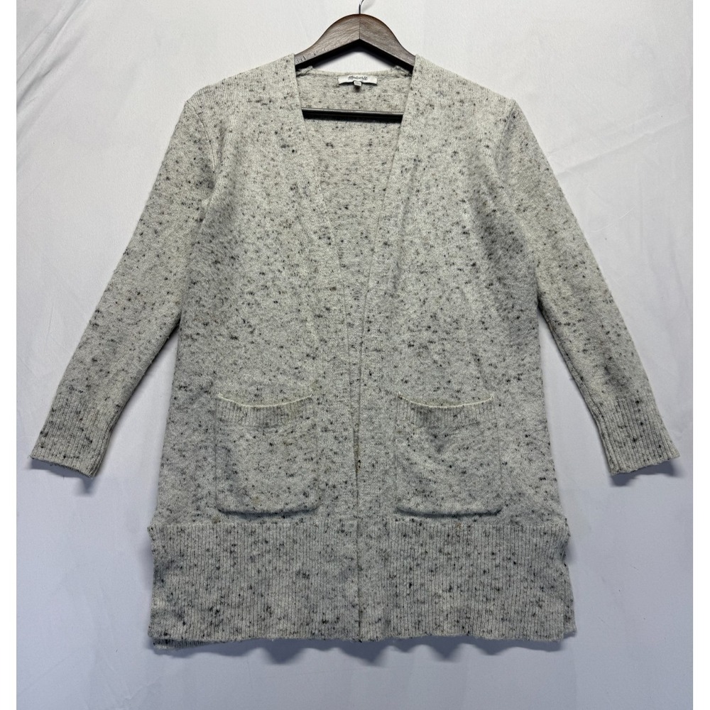 Madewell Donegal Kent Cardigan Sweater Womens 2XS Beige Speckled Knit Open Front